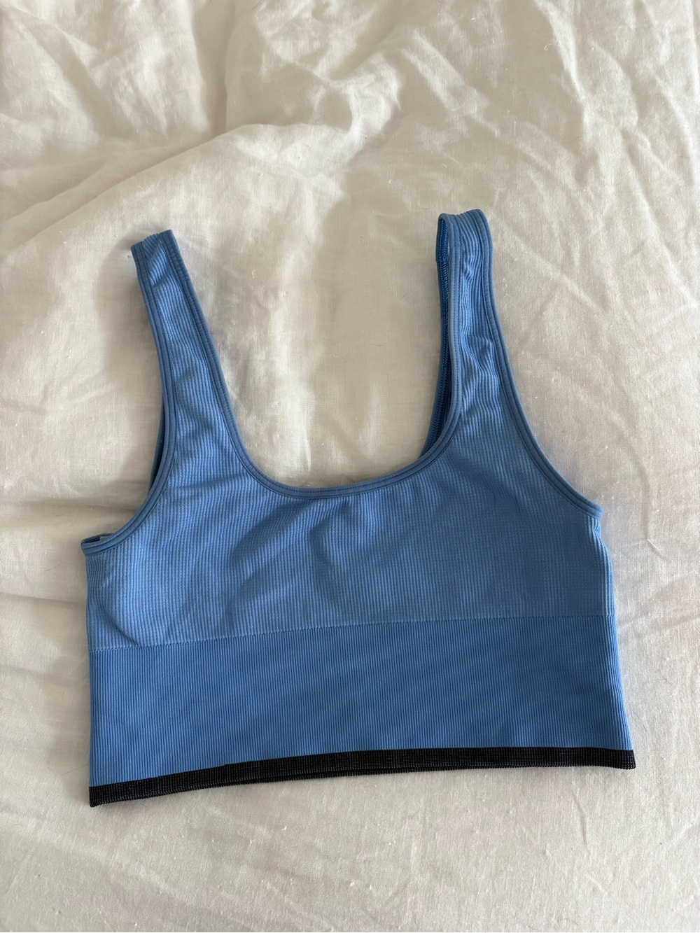 Outdoor Voices Blue Ribbed Scoop Sports Bra